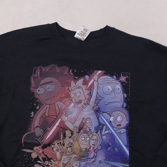 Rick & Morty Casual Long Sleeve Sweatshirt Mens Size Medium M Black Gildan - Picture 1 of 11